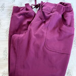 Plum Drawstring Pocket Scrub Pants